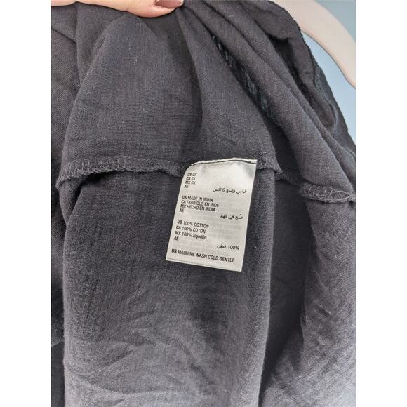 Style & Co Blouse 0X Balloon Sleeve Tassel Ties Black Split Neck Career Layering - Picture 8 of 8